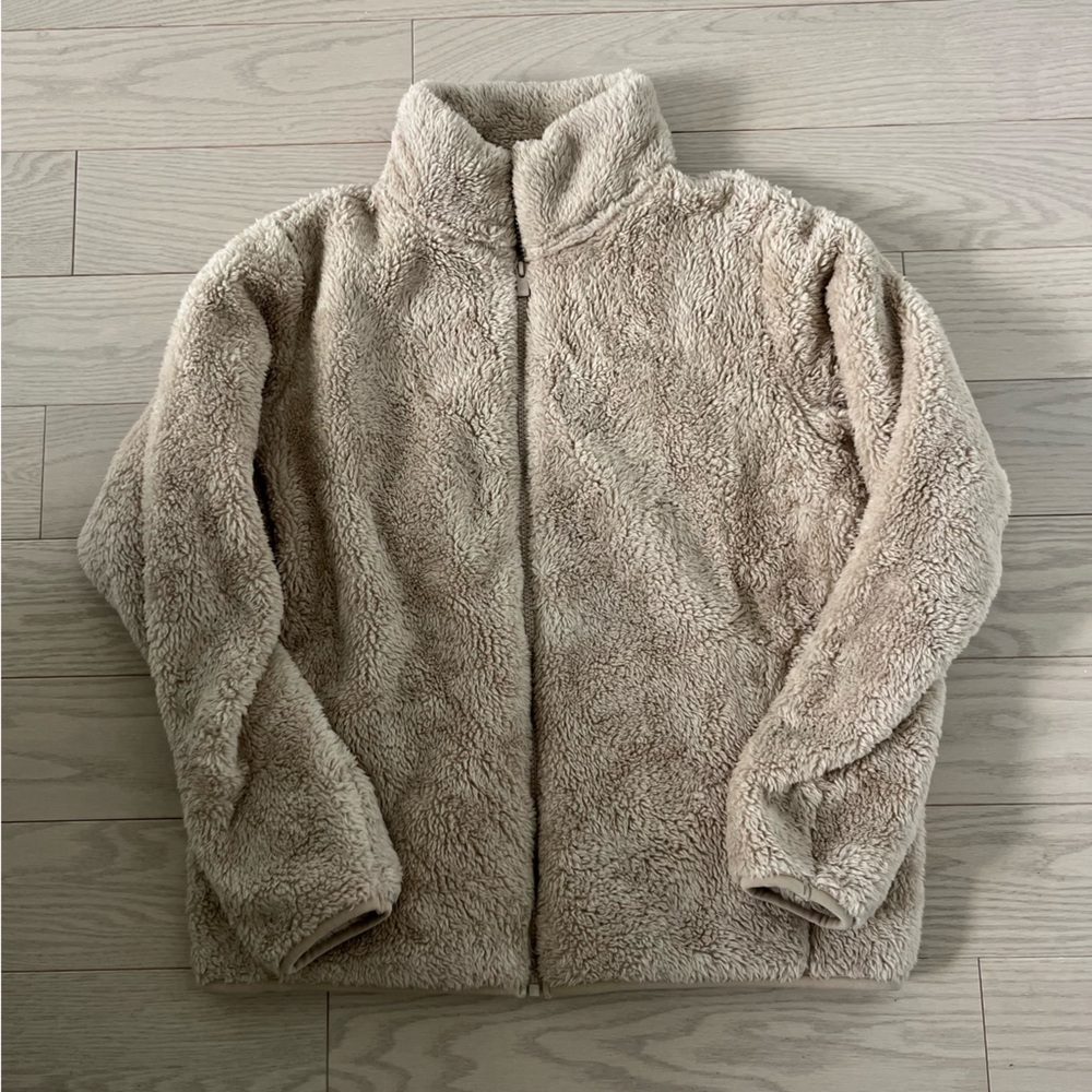 Fluffy Yarn Fleece Full-Zip Jacket | Natural